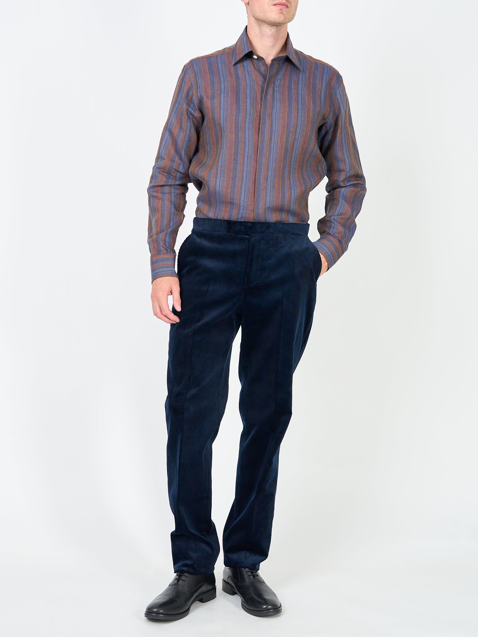 Navy Hatfield Cord Dress Trouser