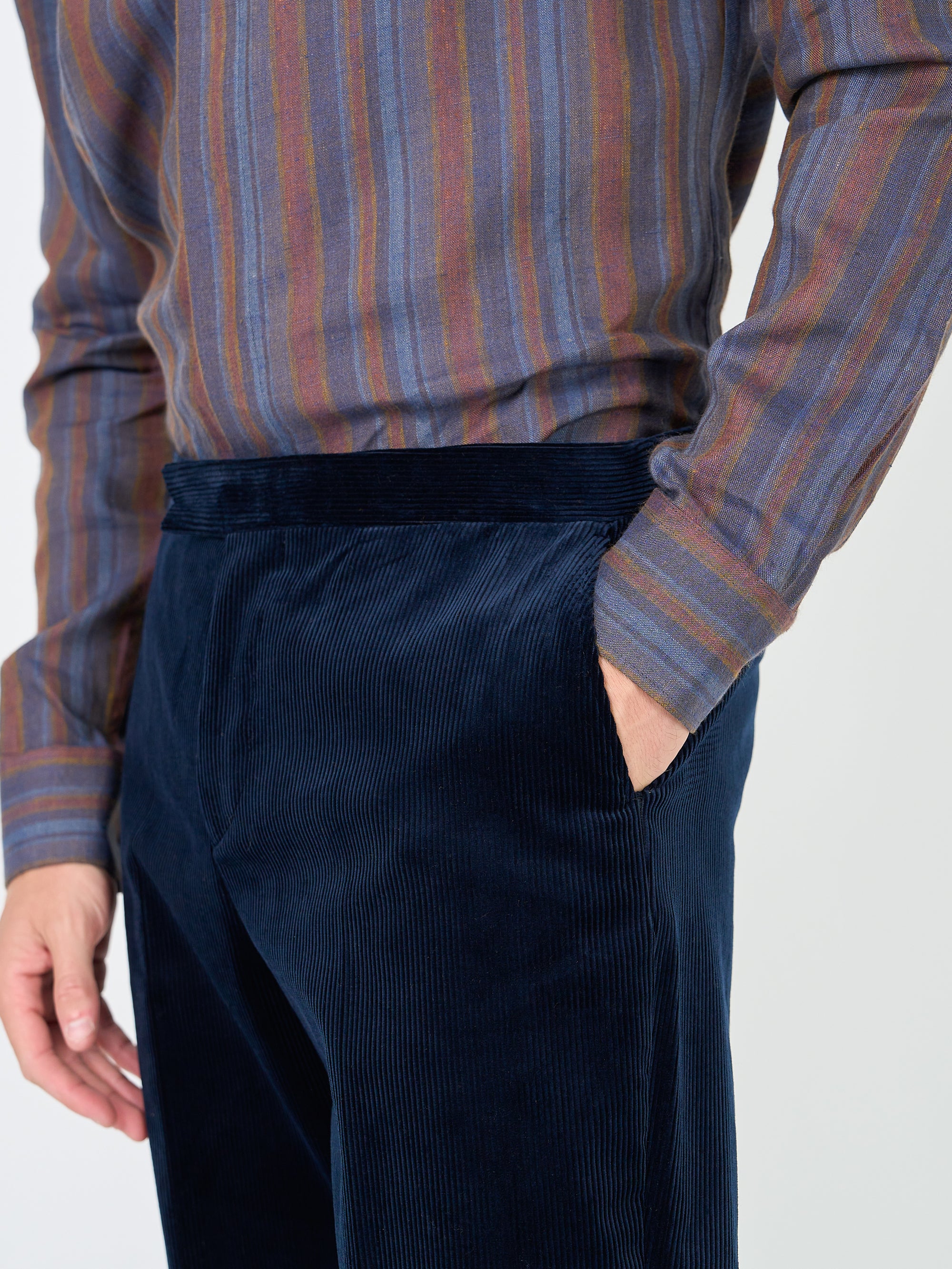 Navy Hatfield Cord Dress Trouser