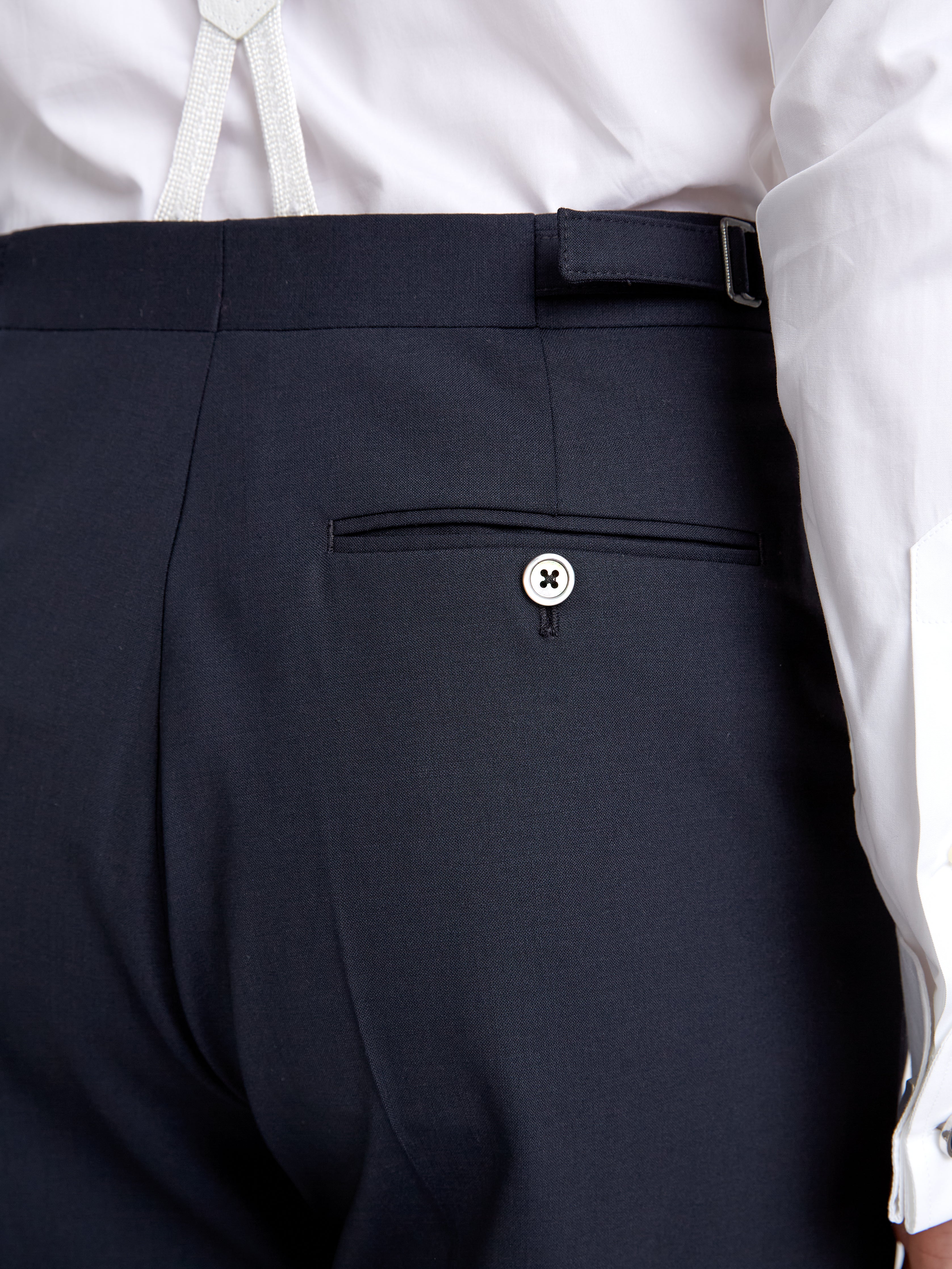 Navy Ascot High Waisted Flat Front Trouser