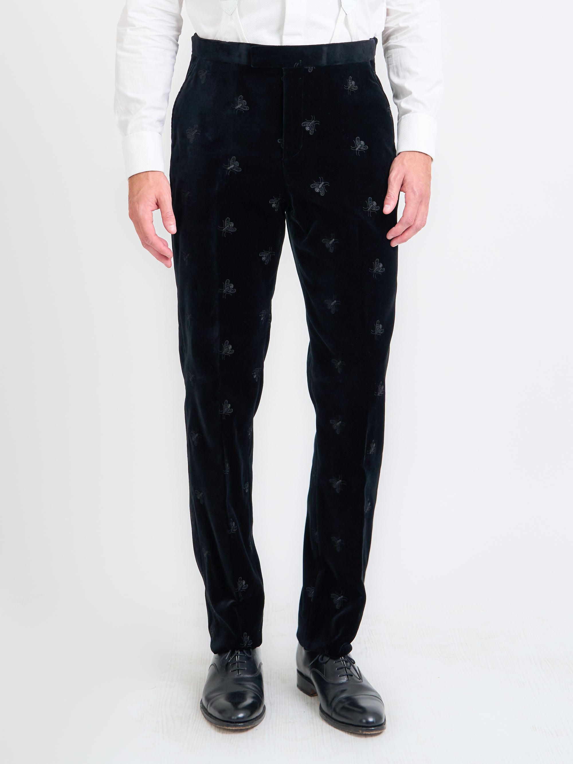 Black Bees Velvet Dress Trouser