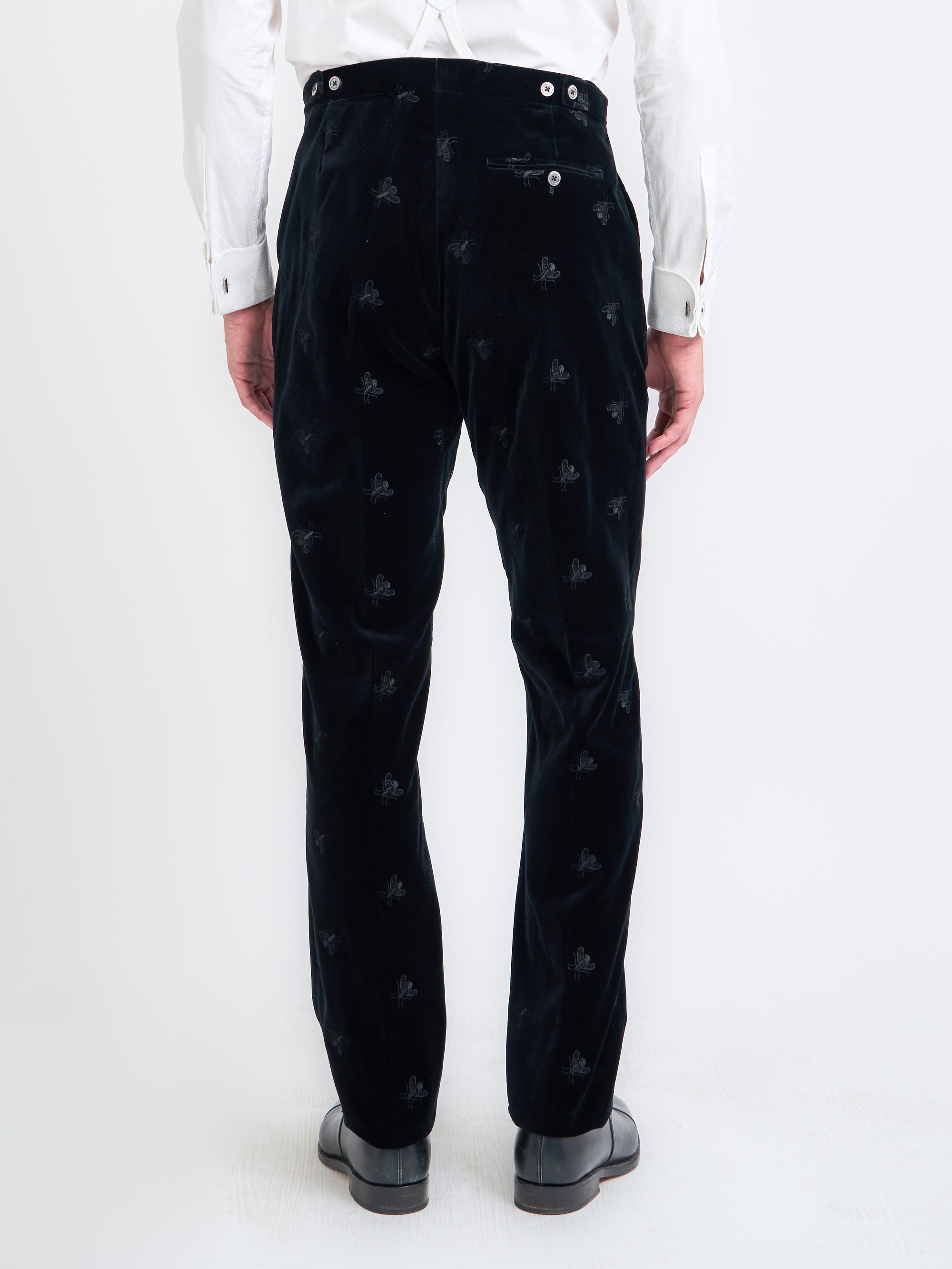 Black Bees Velvet Dress Trouser