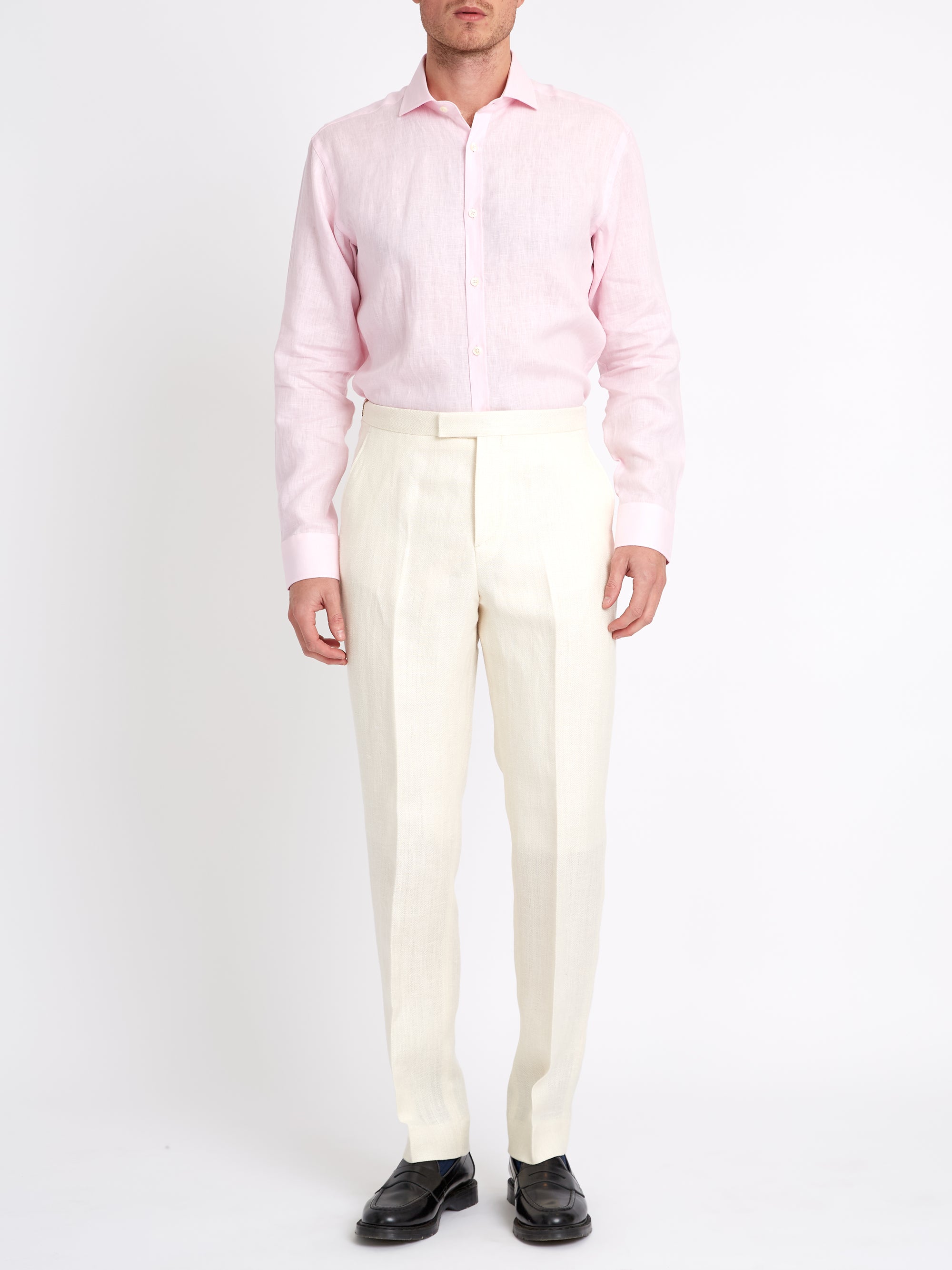 Ivory Randwick Linen Dress Trouser