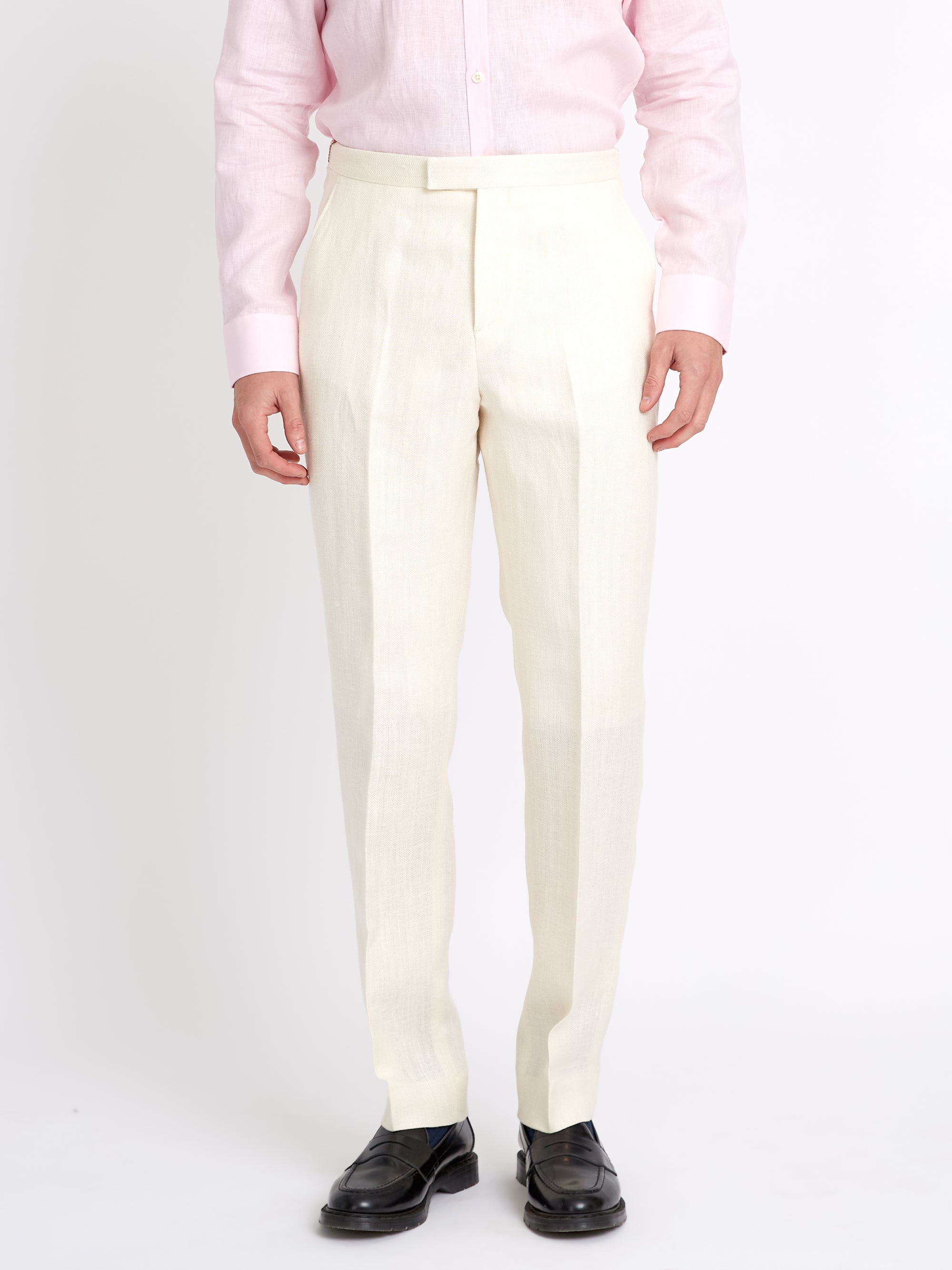 Ivory Randwick Linen Dress Trouser