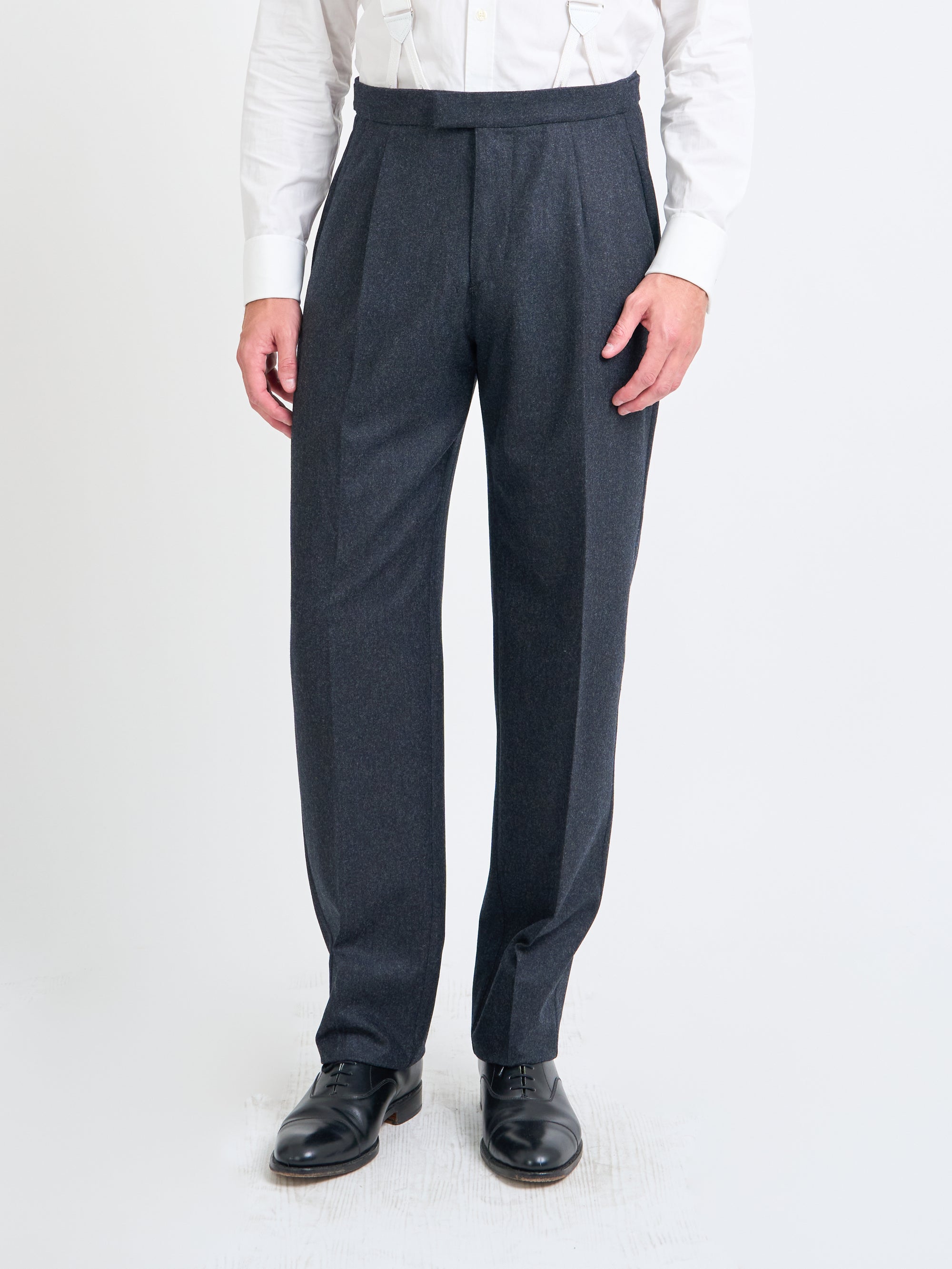 Grey Dunster Flannel Wool Cooper Trouser