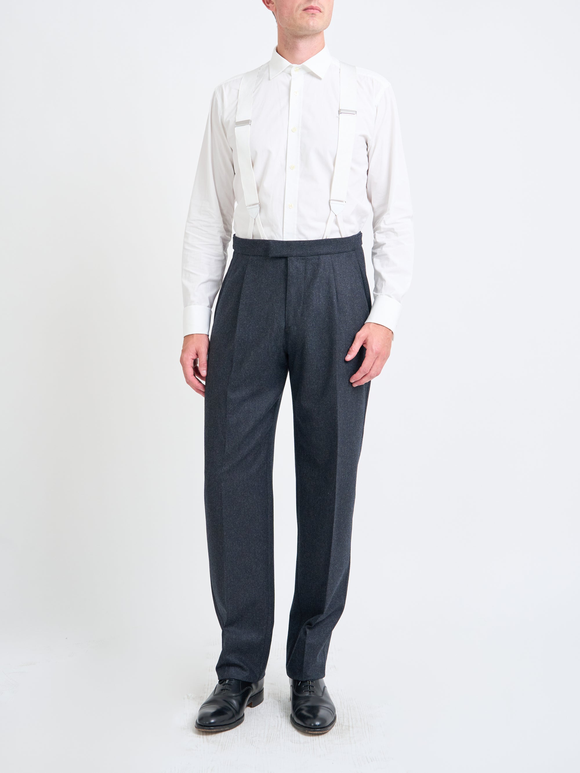 Grey Dunster Flannel Wool Cooper Trouser