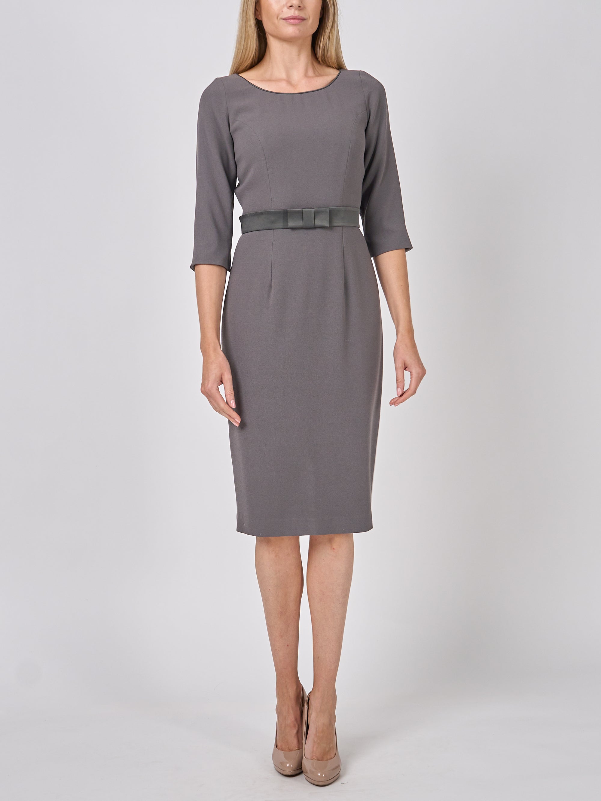 Serena Straight Dress Mink Heavy Crepe