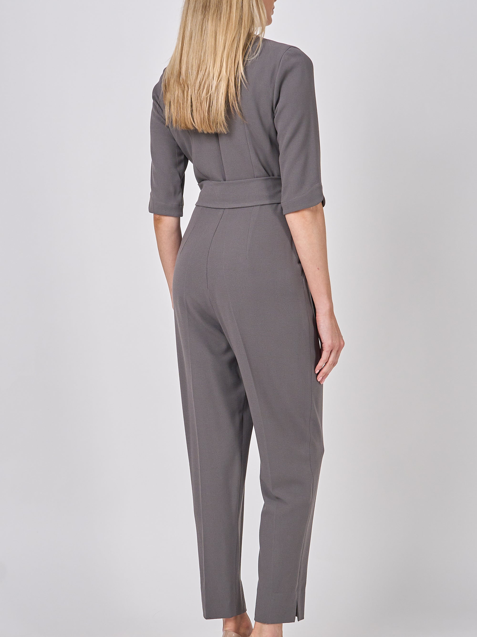 Tailored Jumpsuit Mink Plain Crepe