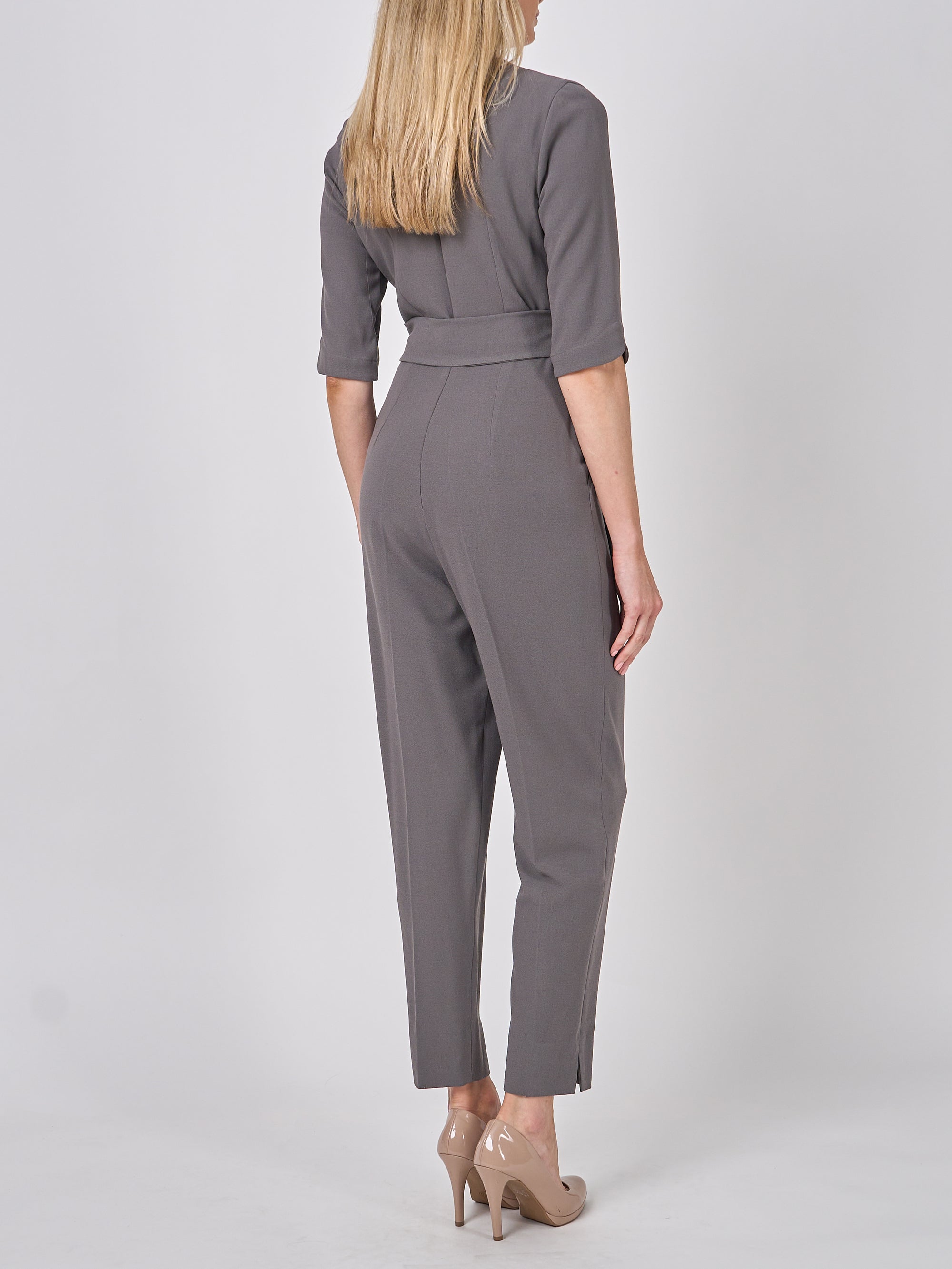Tailored Jumpsuit Mink Plain Crepe