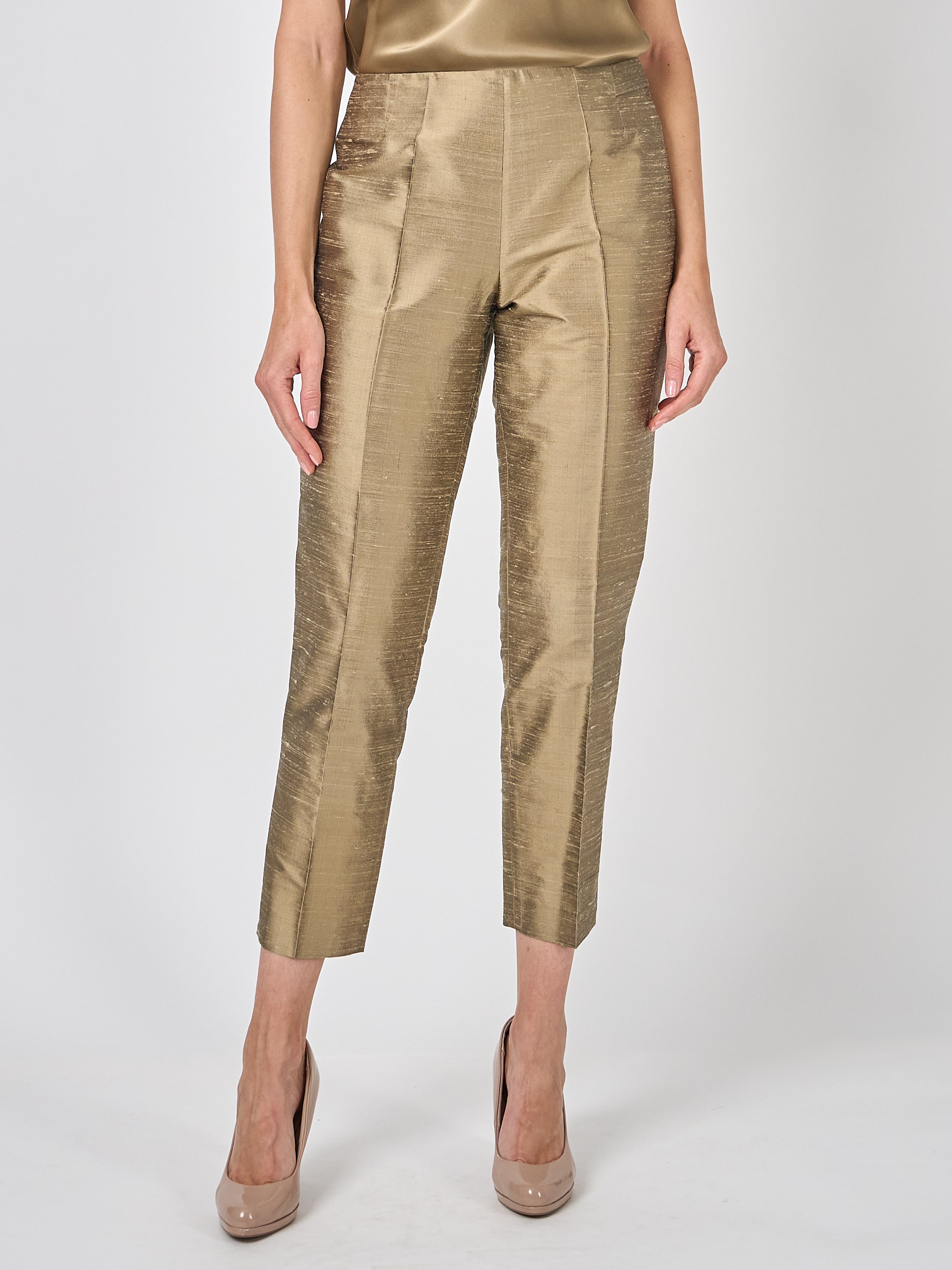 silk cigarette pants Cigarette Trousers Pewter Gold Silk Douppion silk cigarette pants Cigarette Trousers Pewter Gold Silk Douppion