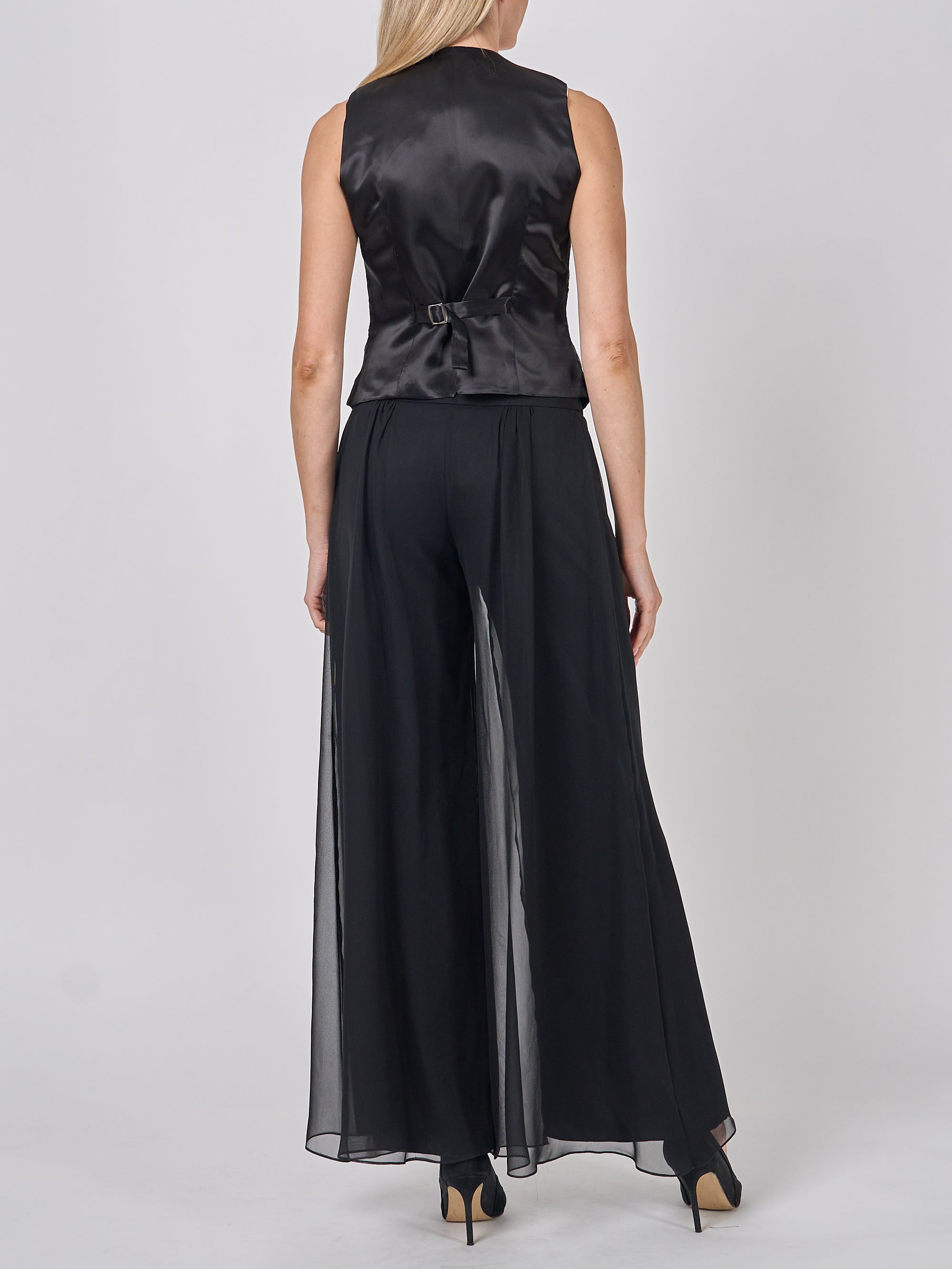 Waistcoat Single-Breasted Black Red Hellibore Silk Douppion
