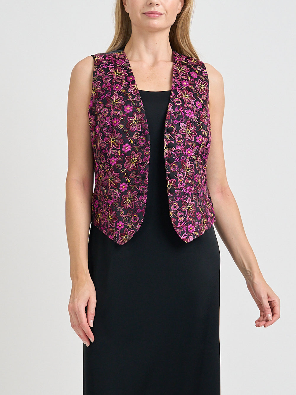 Waistcoat Single-Breasted Black Yoxford Duchesse Satin