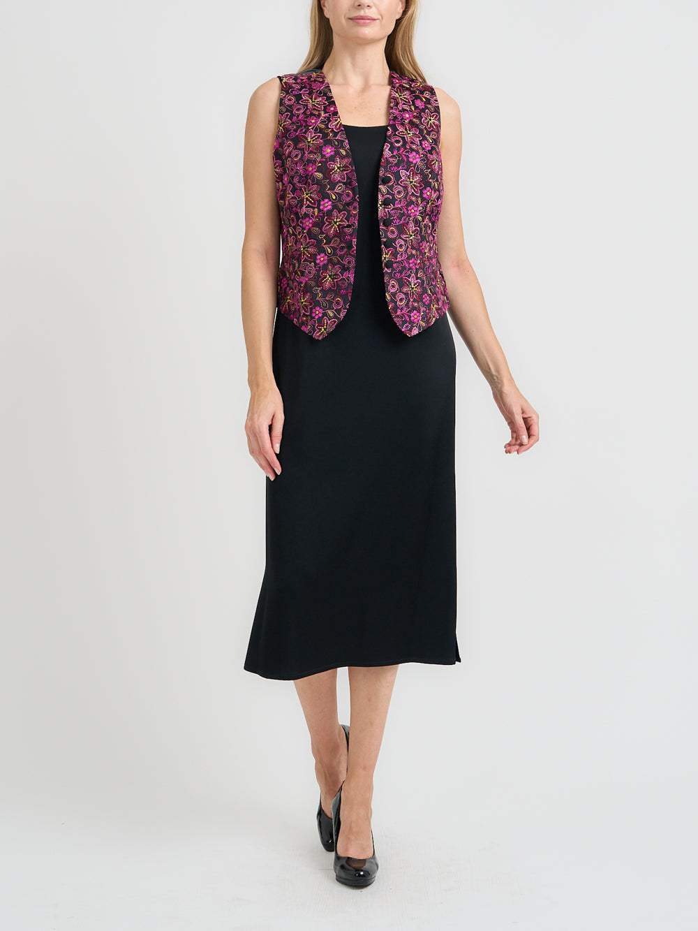 Waistcoat Single-Breasted Black Yoxford Duchesse Satin