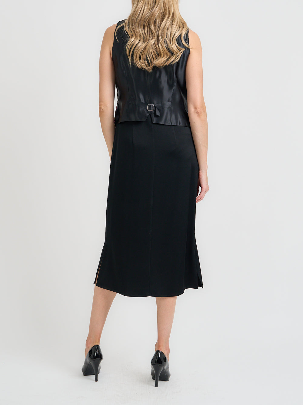 Waistcoat Single-Breasted Black Yoxford Duchesse Satin
