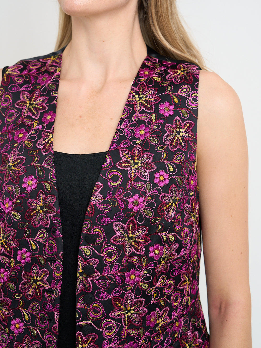 Waistcoat Single-Breasted Black Yoxford Duchesse Satin