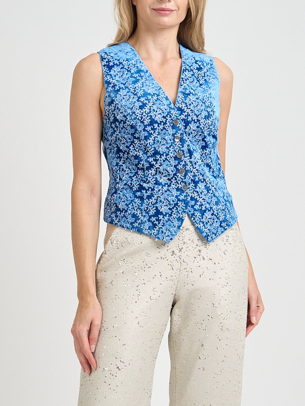 Waistcoat Single-Breasted Cobalt Burchett Silk Velvet