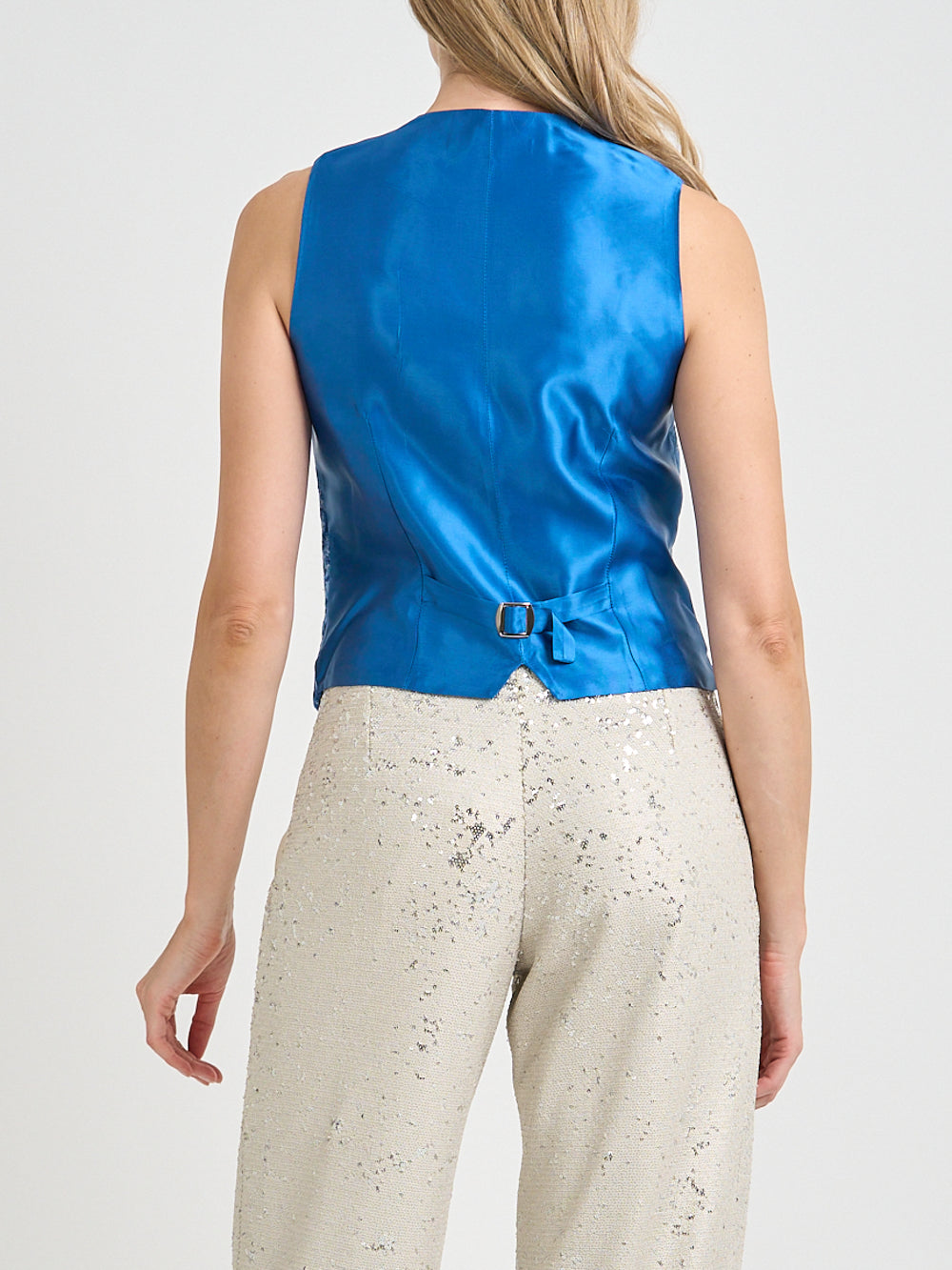 Waistcoat Single-Breasted Cobalt Burchett Silk Velvet