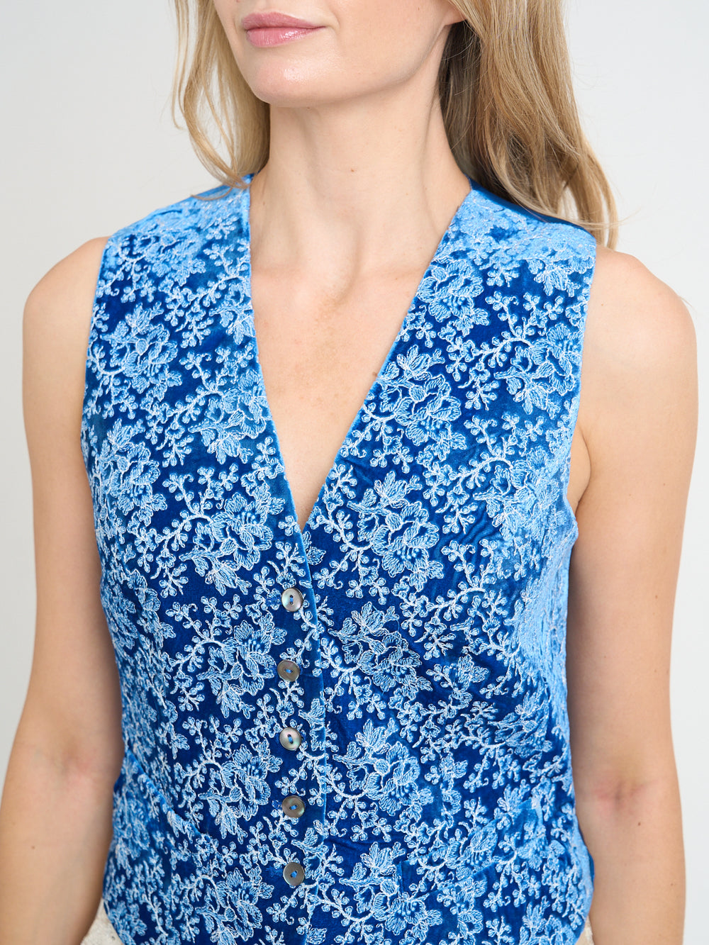 Waistcoat Single-Breasted Cobalt Burchett Silk Velvet