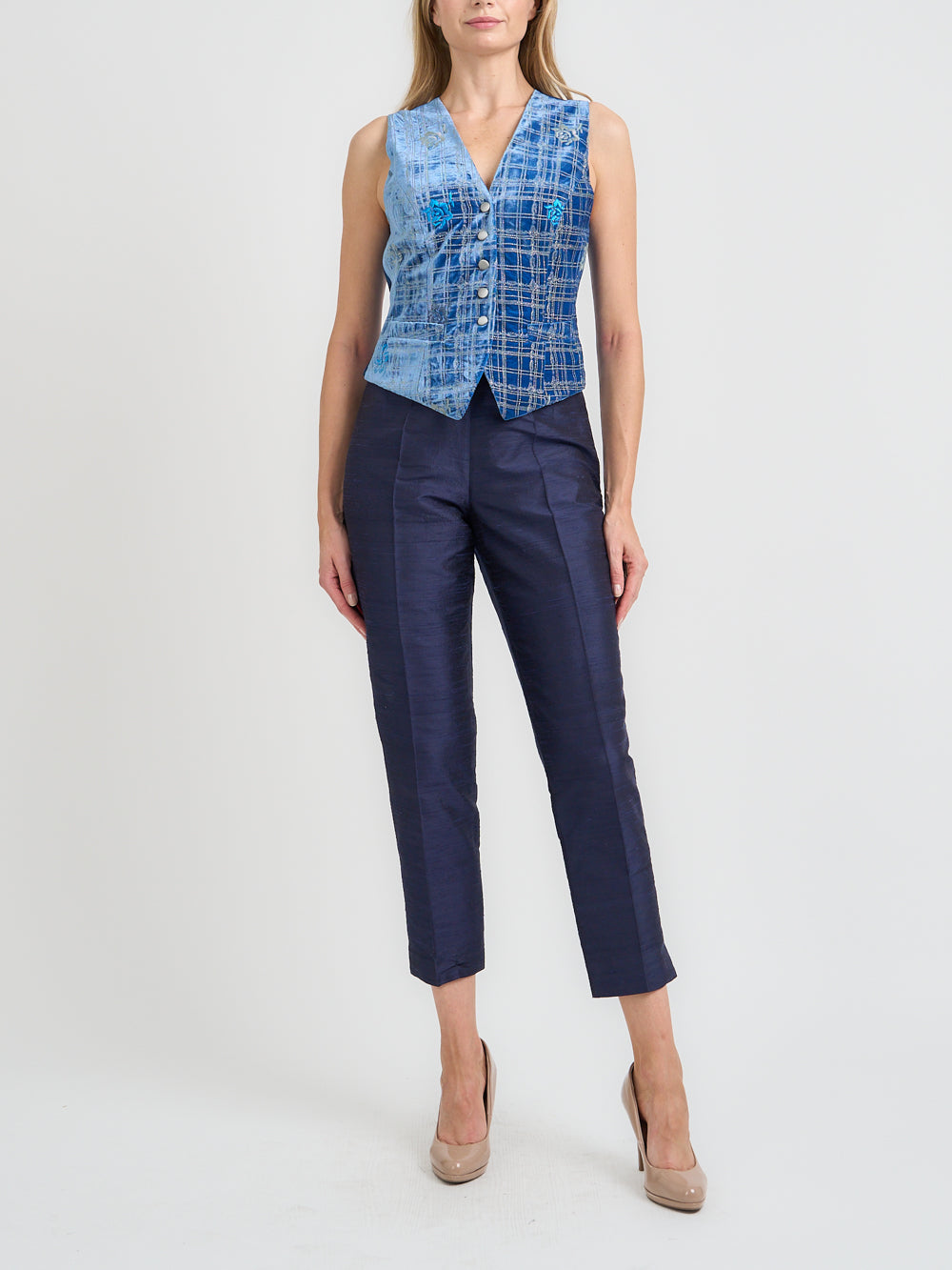 Waistcoat Single-Breasted Cobalt Mackintosh Silk Velvet