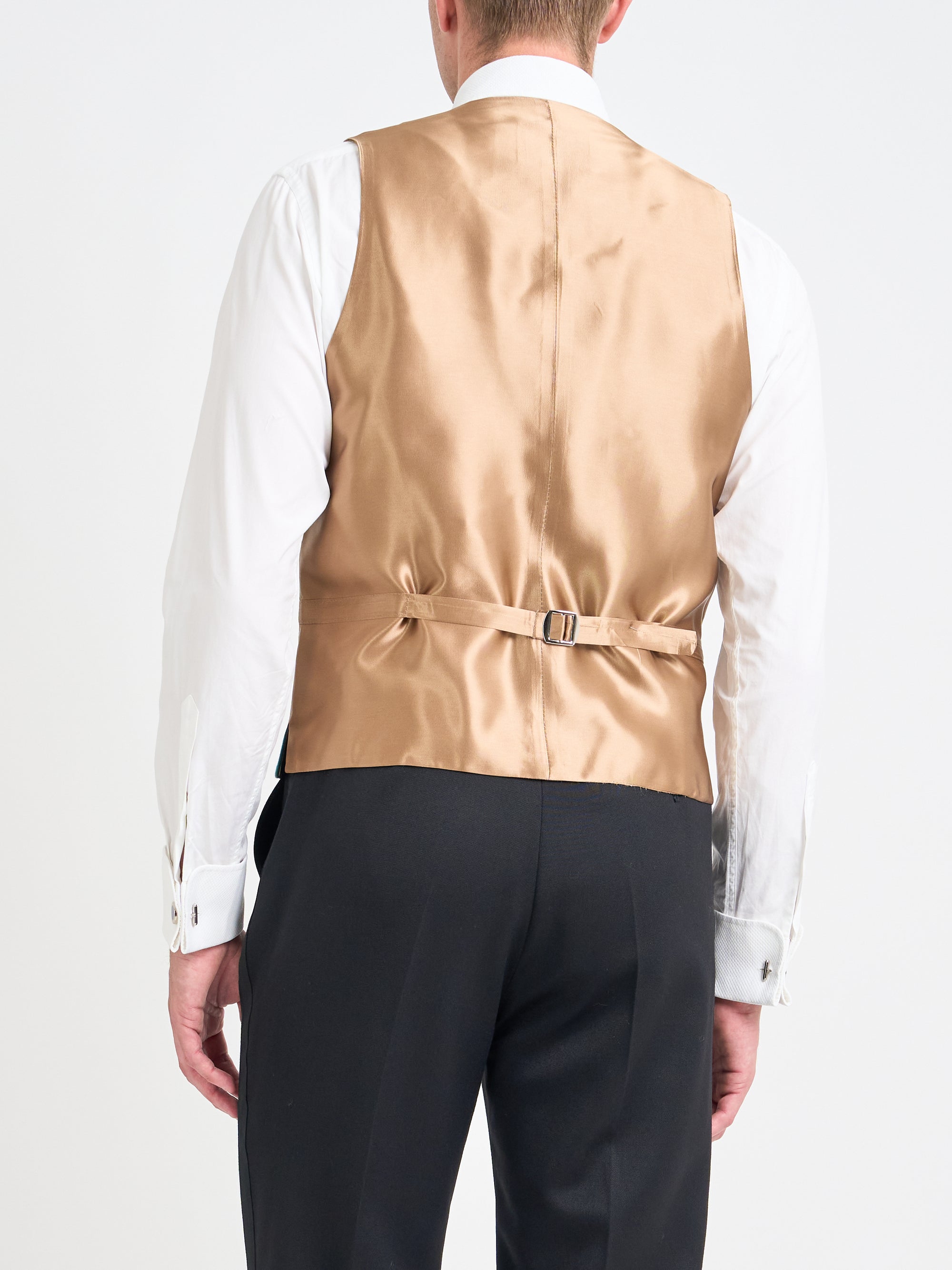 Forest Green Gabardine Wool Double Breasted Waistcoat