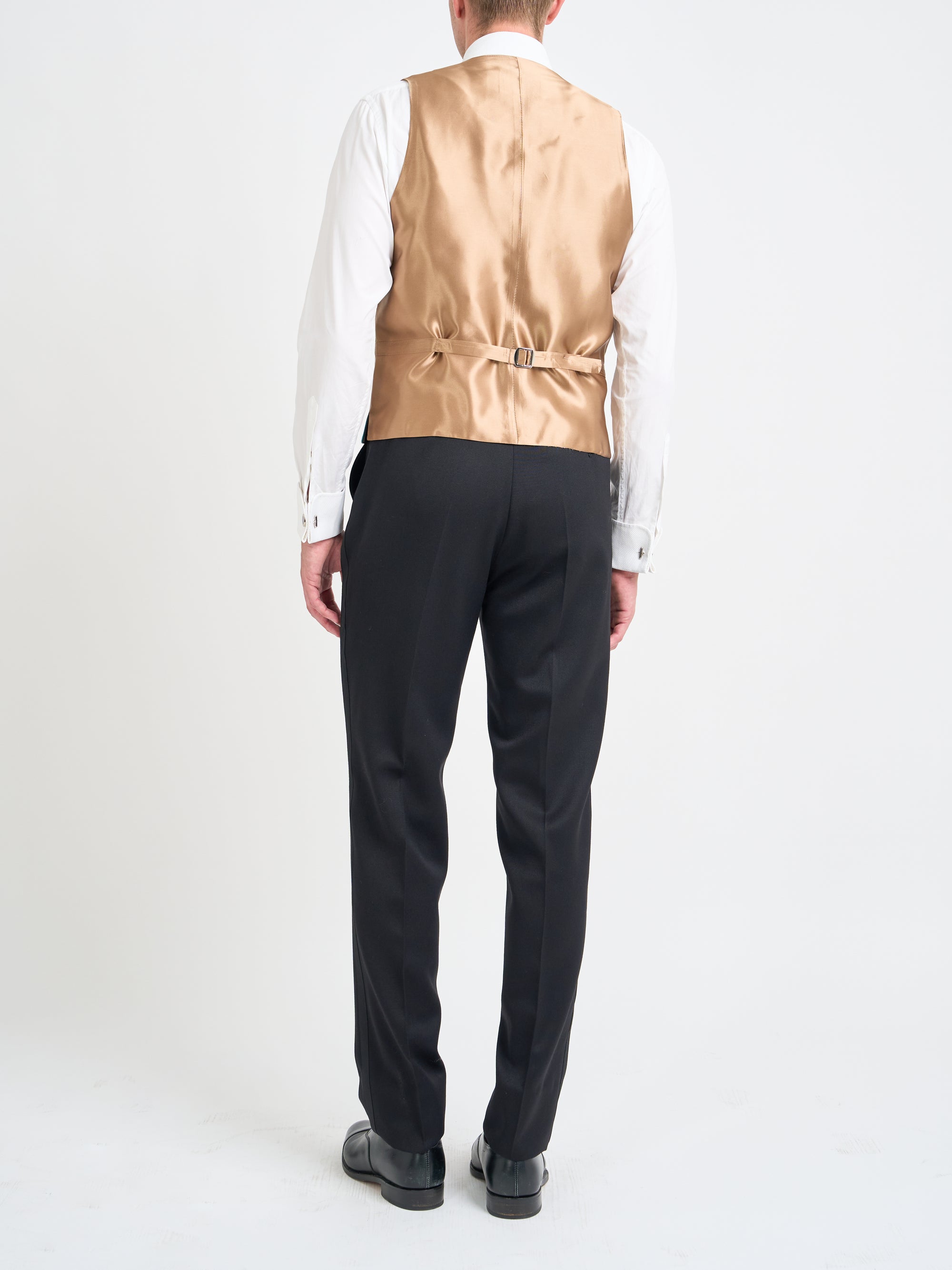 Forest Green Gabardine Wool Double Breasted Waistcoat