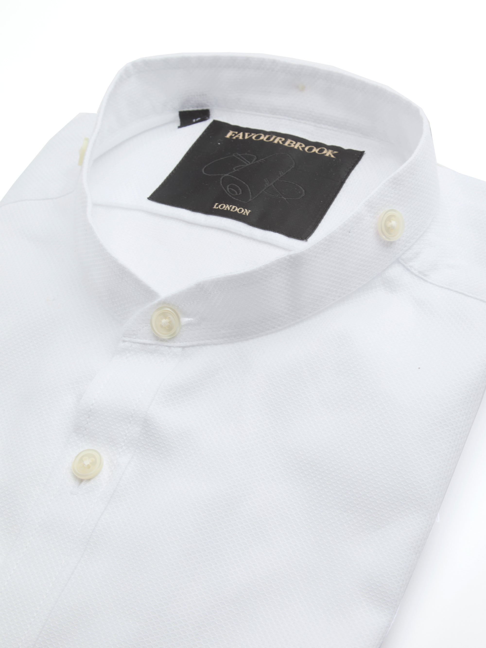 White Sloane Cotton Bib Grandad Shirt