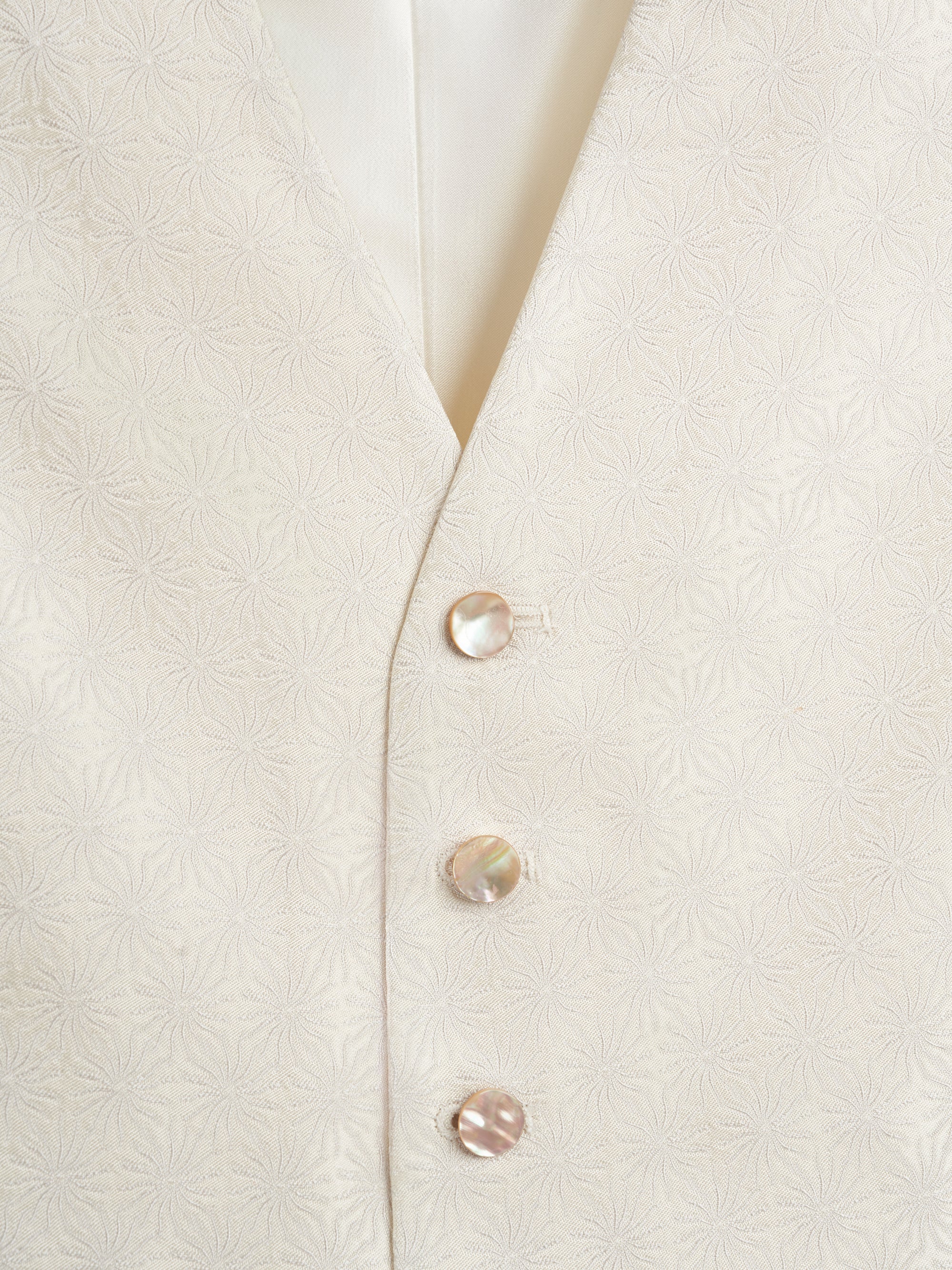 Ivory Little Starburst Silk Single Breasted 6 Button Waistcoat