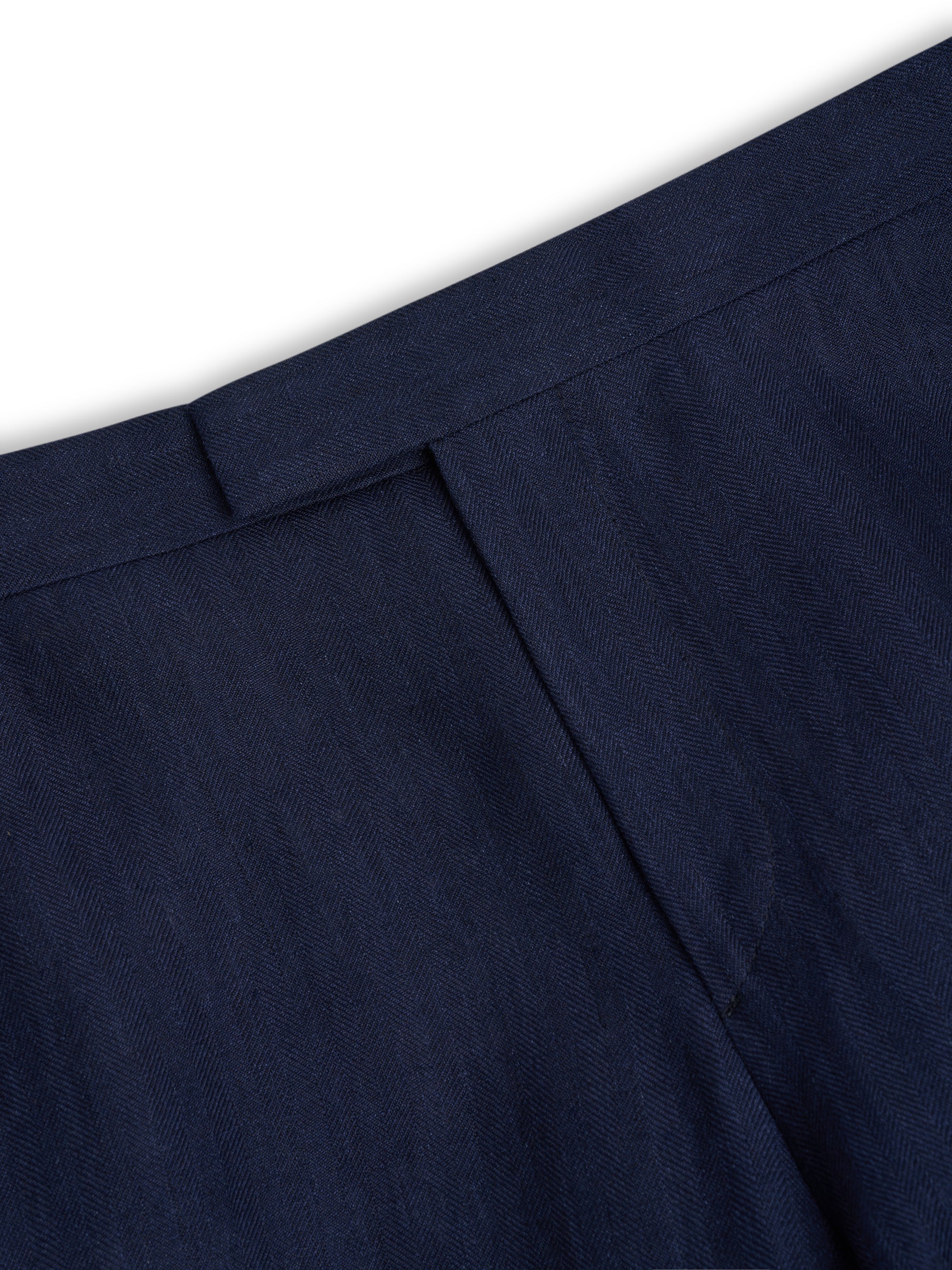 Navy Ethan Herringbone Linen Dress Trousers