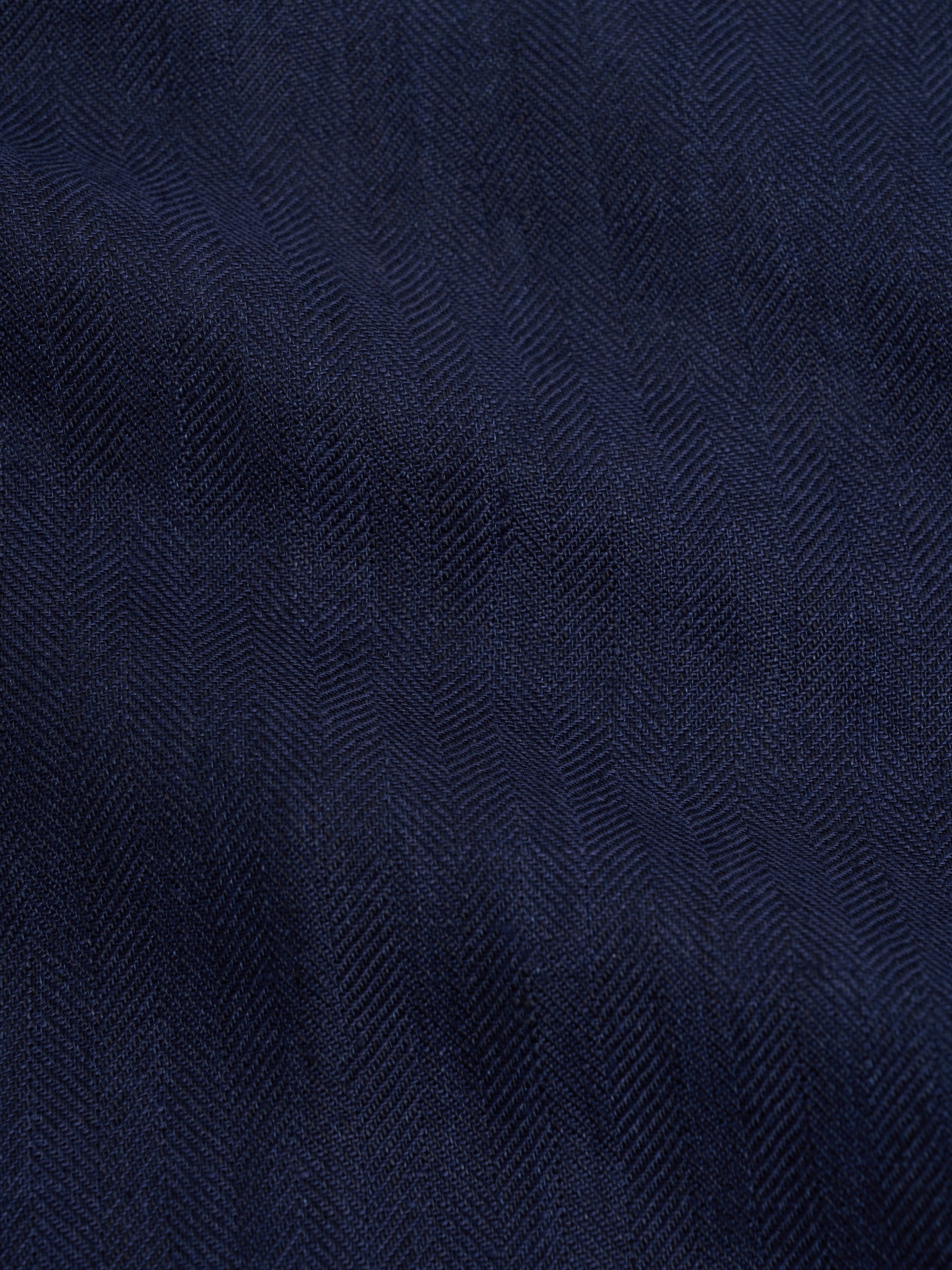 Navy Ethan Herringbone Linen Dress Trousers