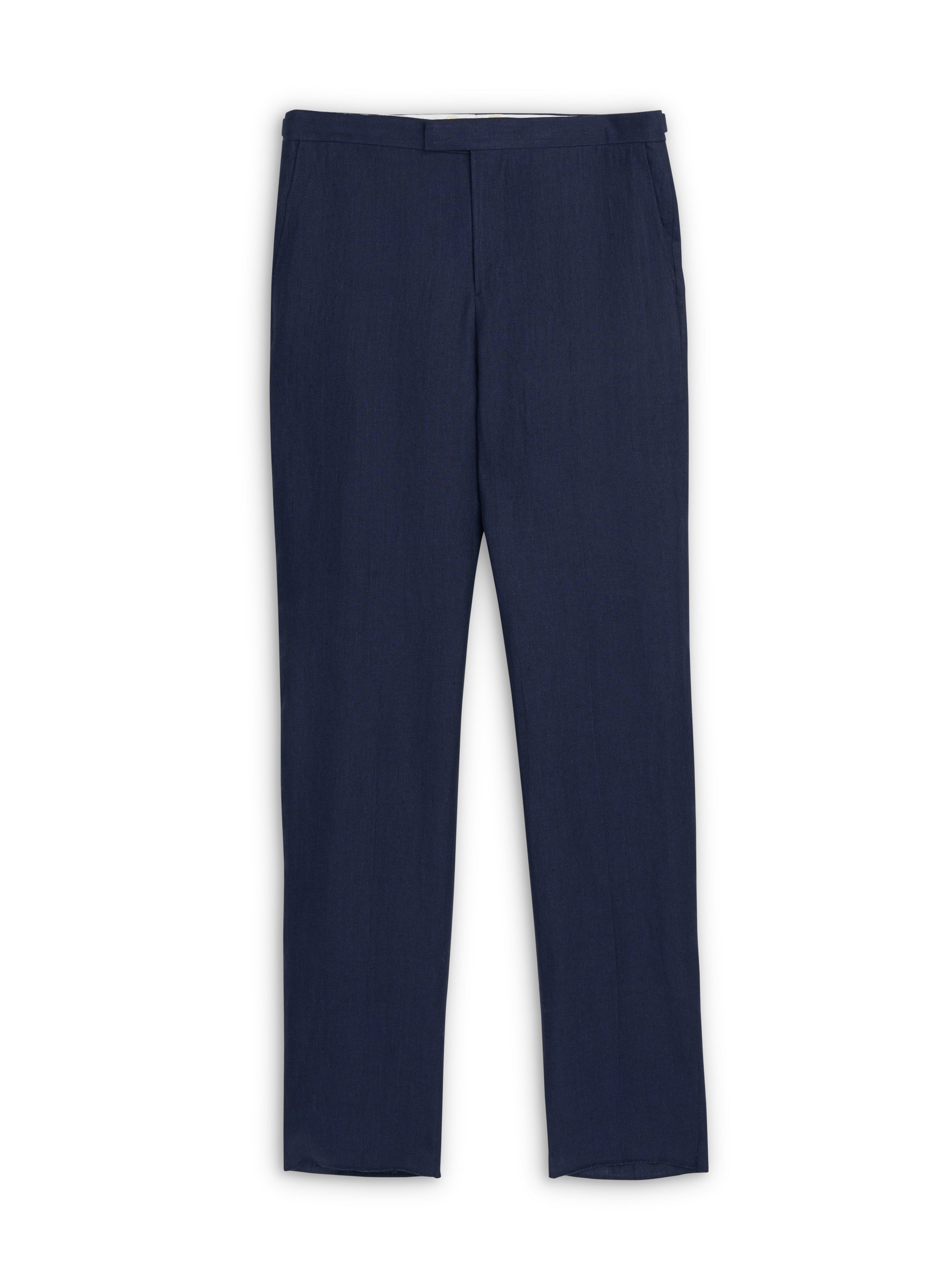 Navy Ethan Herringbone Linen Dress Trousers
