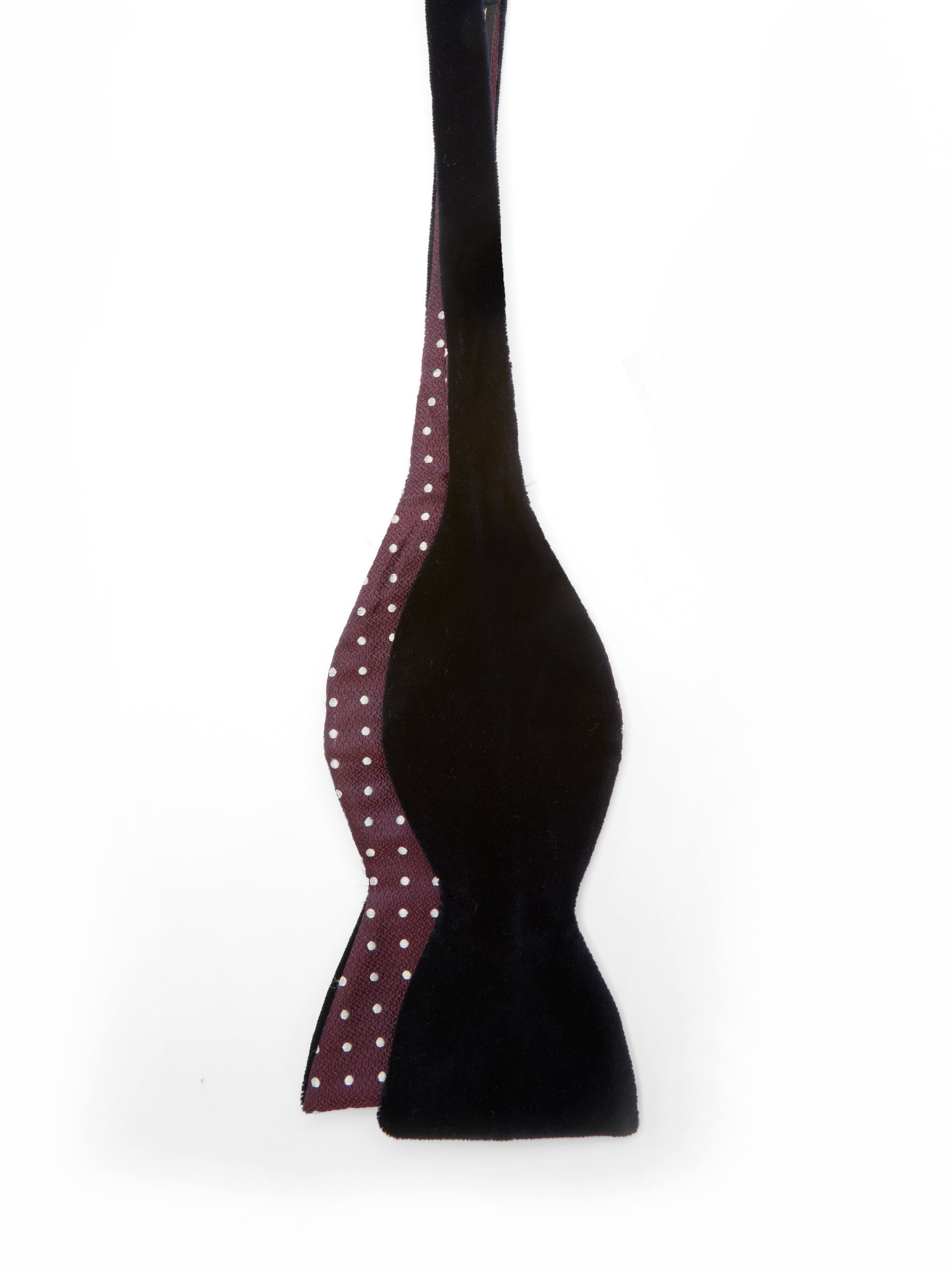 Navy Velvet with Burgundy Pickwick Contrast Large Party Bow Tie