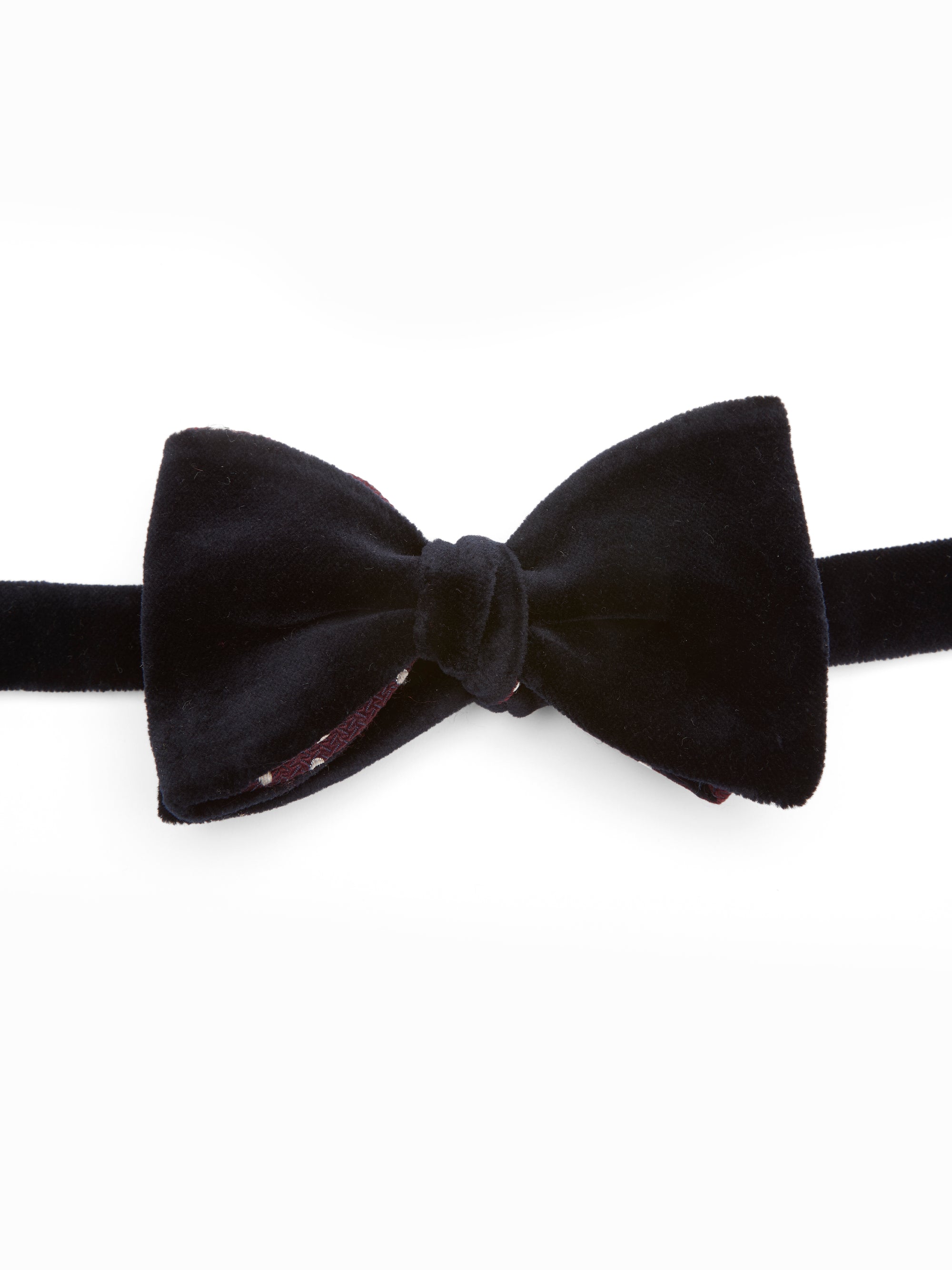 Navy Velvet with Burgundy Pickwick Contrast Large Party Bow Tie