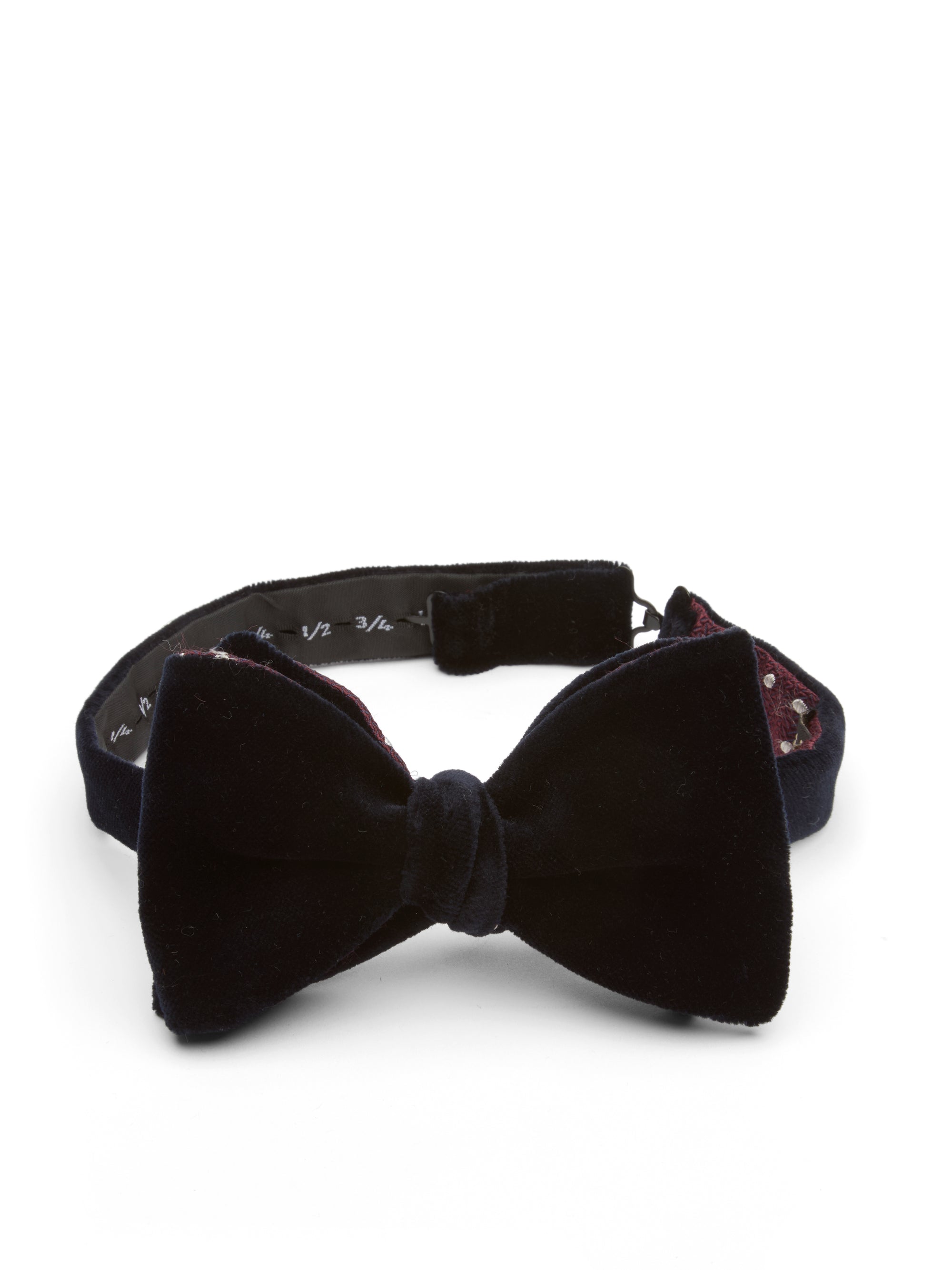 Navy Velvet with Burgundy Pickwick Contrast Large Party Bow Tie