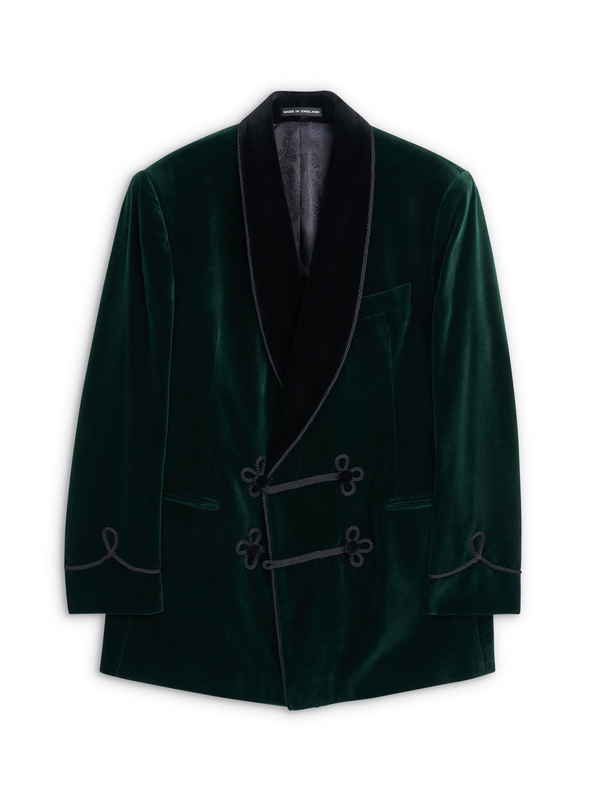 Racing Green Velvet Double Breasted Smoking Jacket