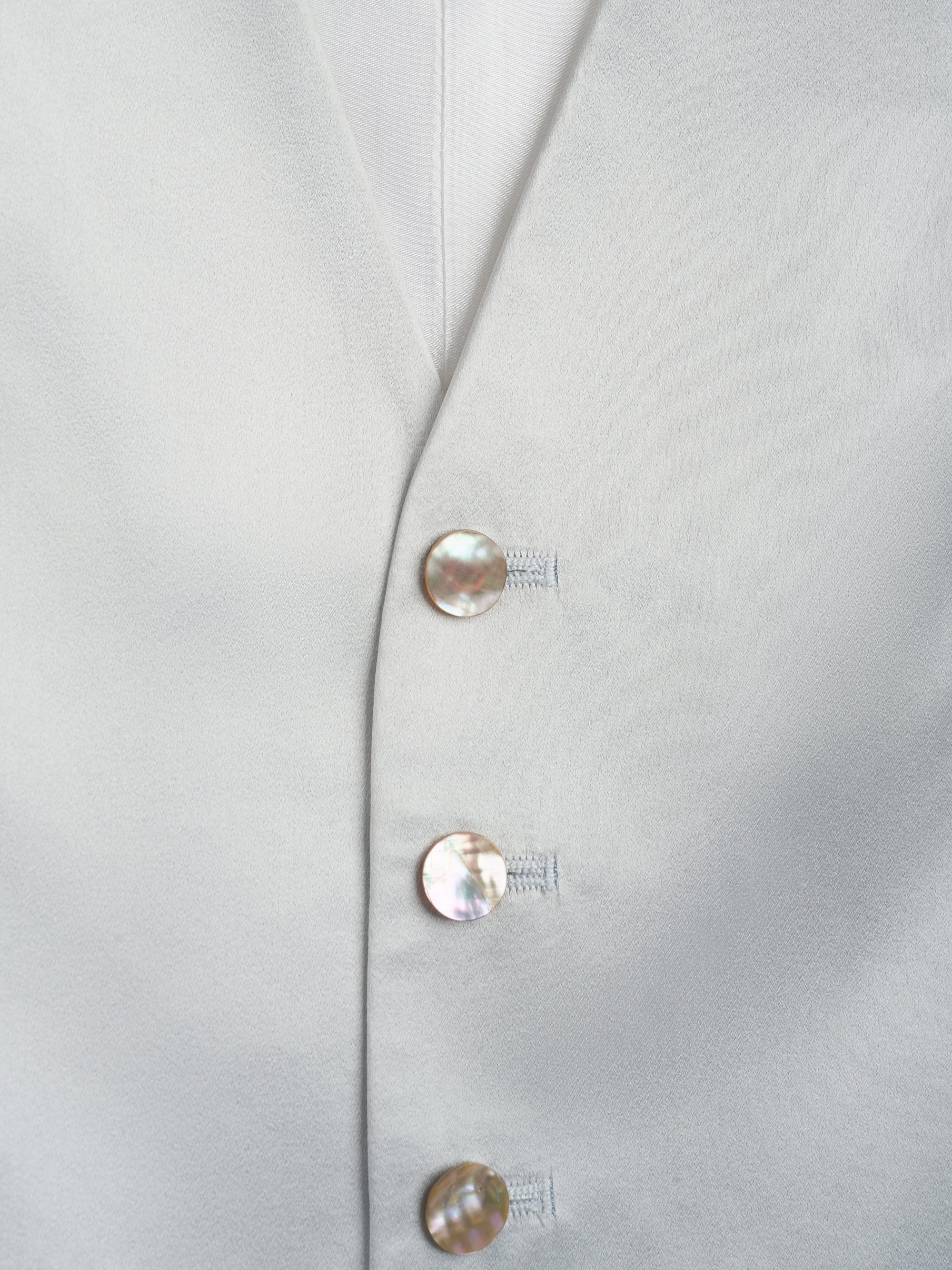 Silver Grey Duchesse Satin Single Breasted Waistcoat