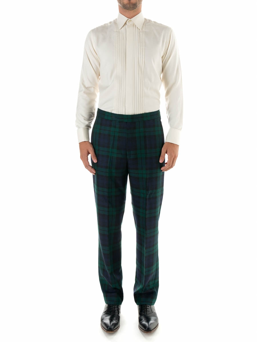 Tartan Blackwatch High Waisted Flat Front Trousers