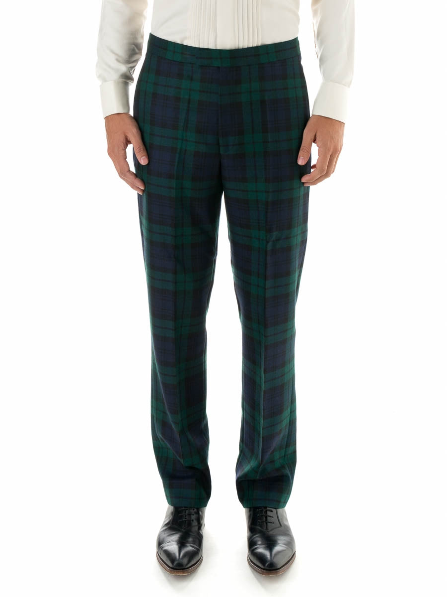Tartan Blackwatch High Waisted Flat Front Trousers
