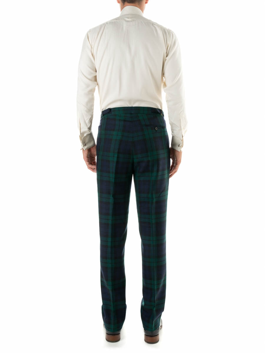 Tartan Blackwatch High Waisted Flat Front Trousers