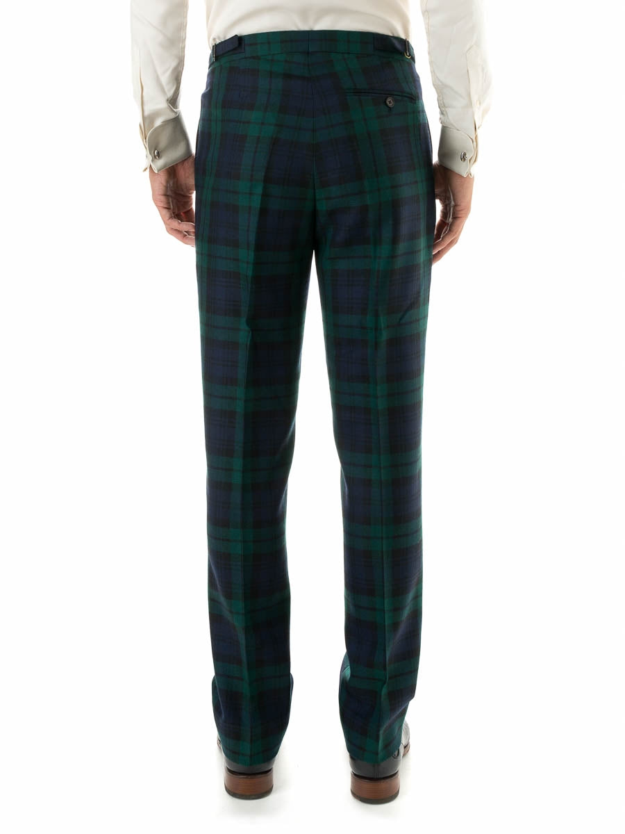 Tartan Blackwatch High Waisted Flat Front Trousers