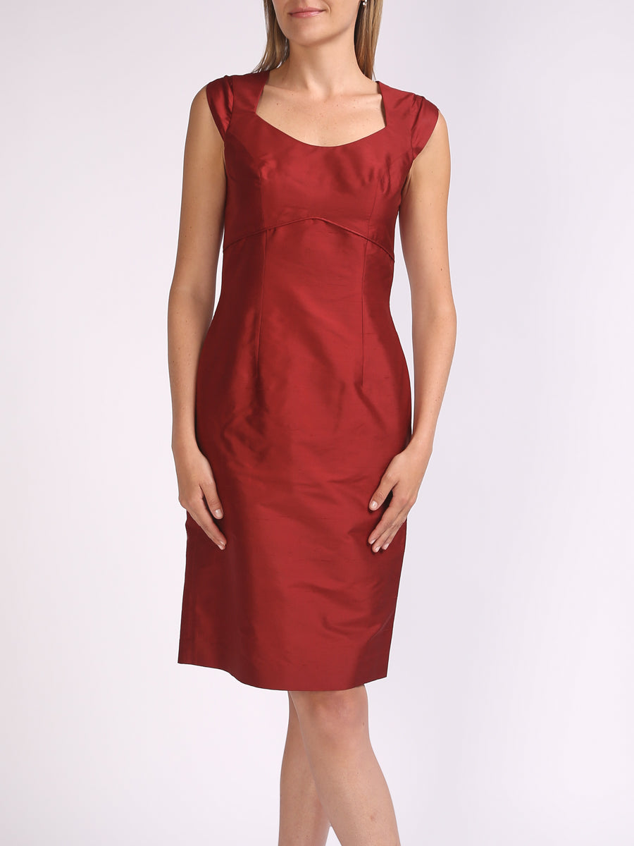 Josephine Dress Rust Silk Douppion