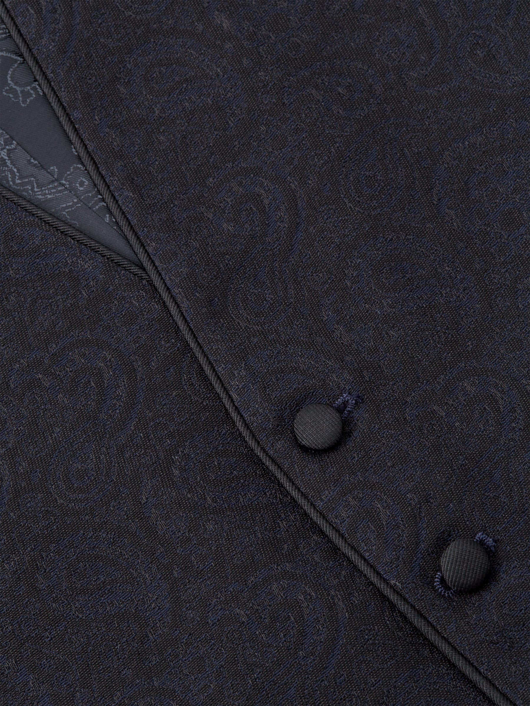 Midnight Vincent Wool Single Breasted Waistcoat with Piping