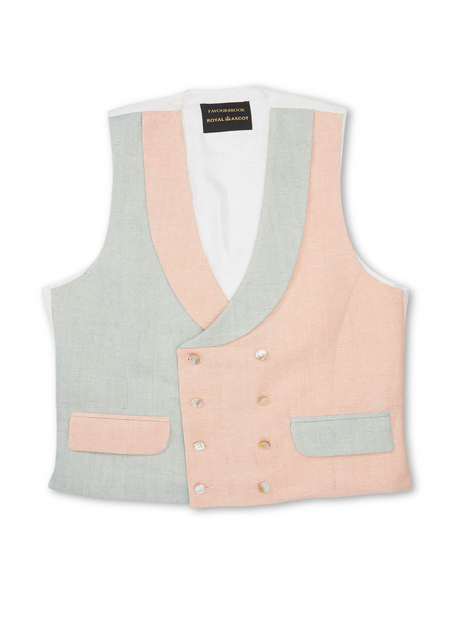 Pink/Pistachio Randwick Double Breasted 8 Button Shawl Lapel Waistcoat