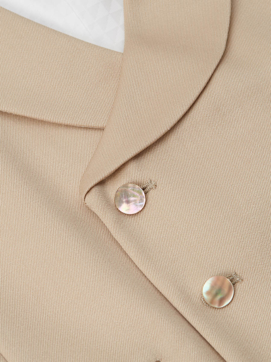 Dukes Beige Double Breasted Piped Waistcoat
