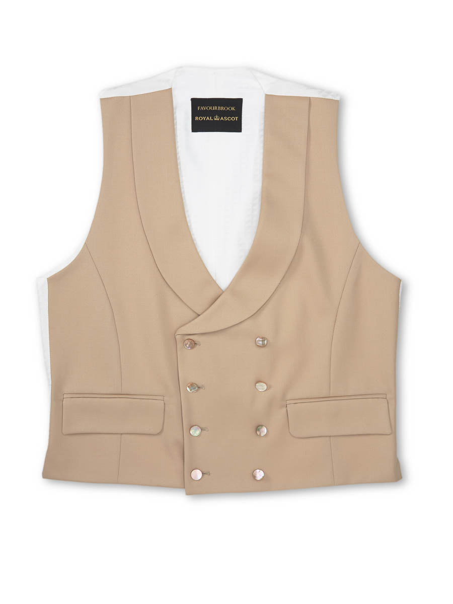 Dukes Beige Double Breasted Piped Waistcoat