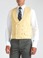 Yellow Gabardine Wool Double Breasted 8 Button Shawl Lapel Waistcoat