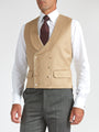 Beige Gabardine Wool Double Breasted Waistcoat with Piping