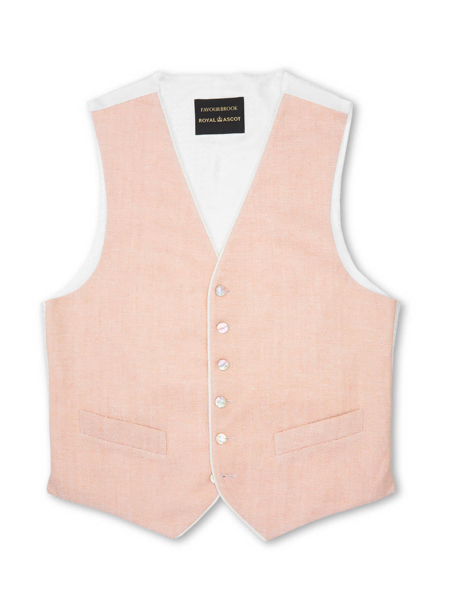 Pink Randwick Single Breasted Waistcoat with Piping