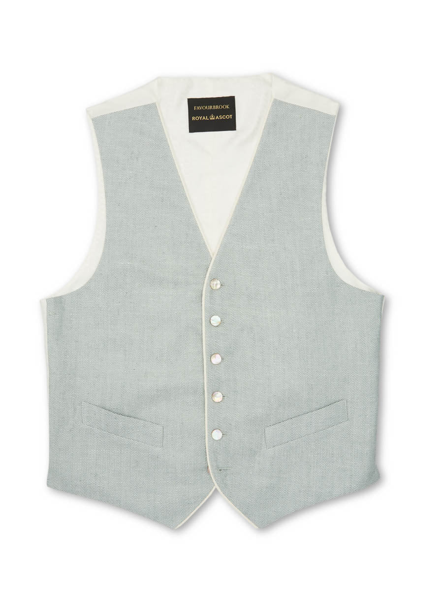 Pistachio Randwick Single Breasted 6 Button Piped Waistcoat