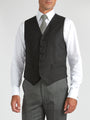 Black Gabardine Wool Single Breasted Waistcoat