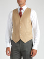 Beige Gabardine Wool Single Breasted Waistcoat