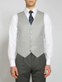 Grey Gabardine Wool Single Breasted 6 Button Waistcoat